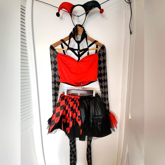 Jester Vixen Costume Fancy Dress Adult Small 2-4 Full Outfit - Picture 1 of 7
